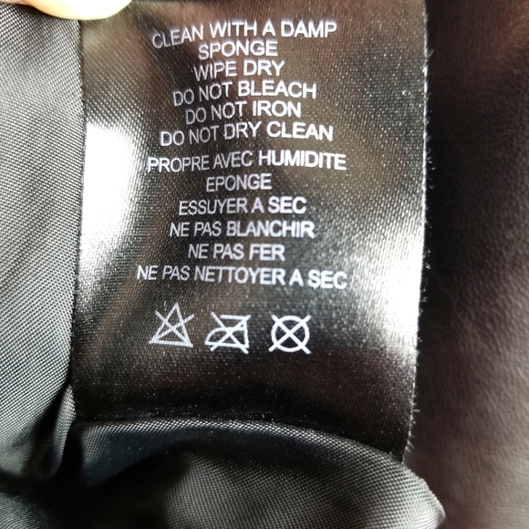 Pink Key Black Vegan Leather Moto Jacket with Ruffle Sleeves Women's Size Large - Picture 10 of 11